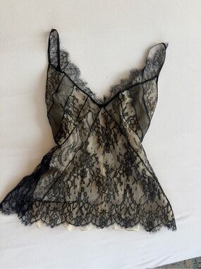 Alessandro Dell'Acqua Black Lace Sheer Cami on Cream